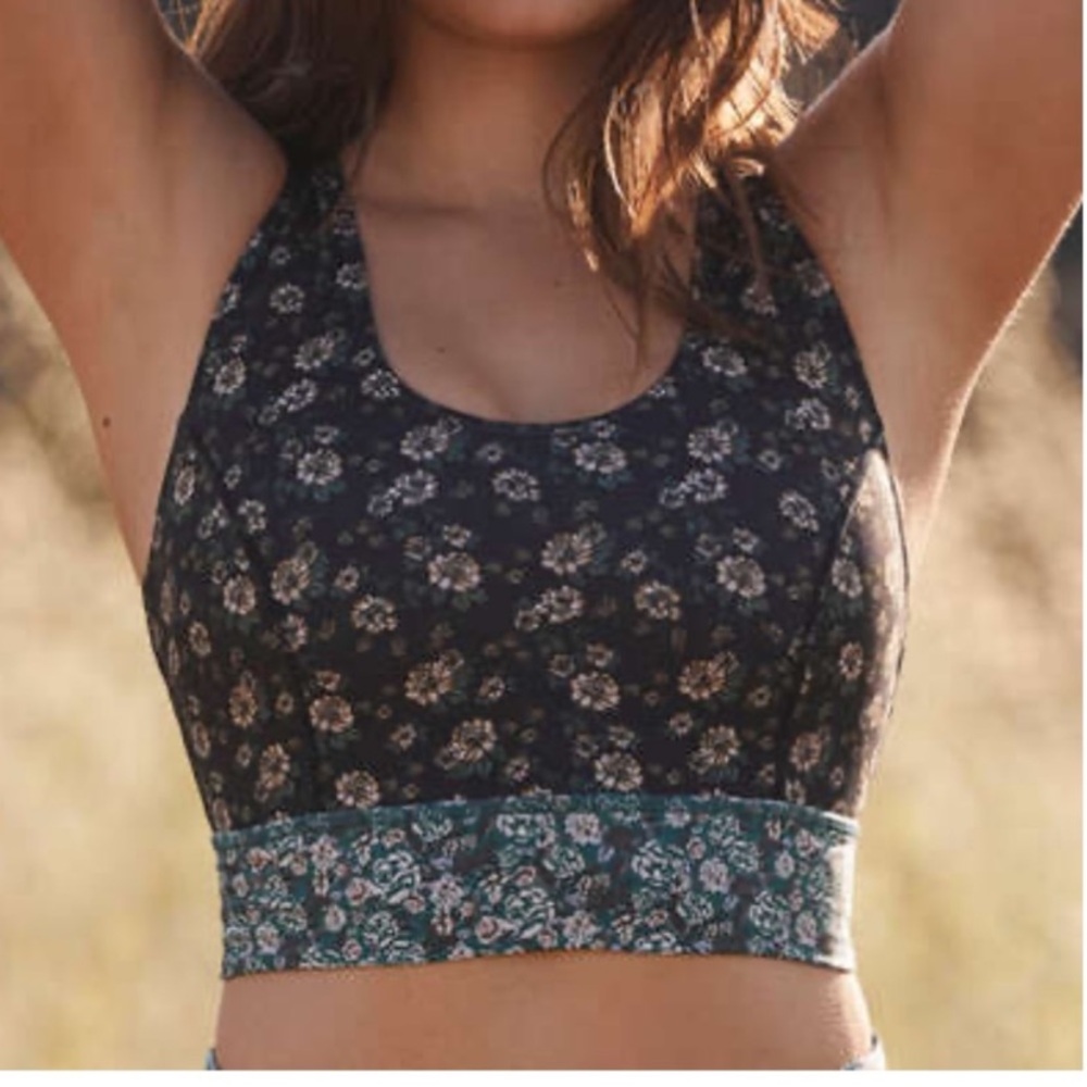 Free People Movement Floral Printed Synergy Crop Top Bra